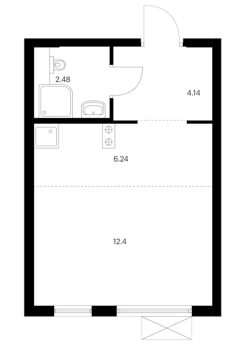 Квартира студия 25.26 м², 8/24 эт., ЖК «Заречный парк»